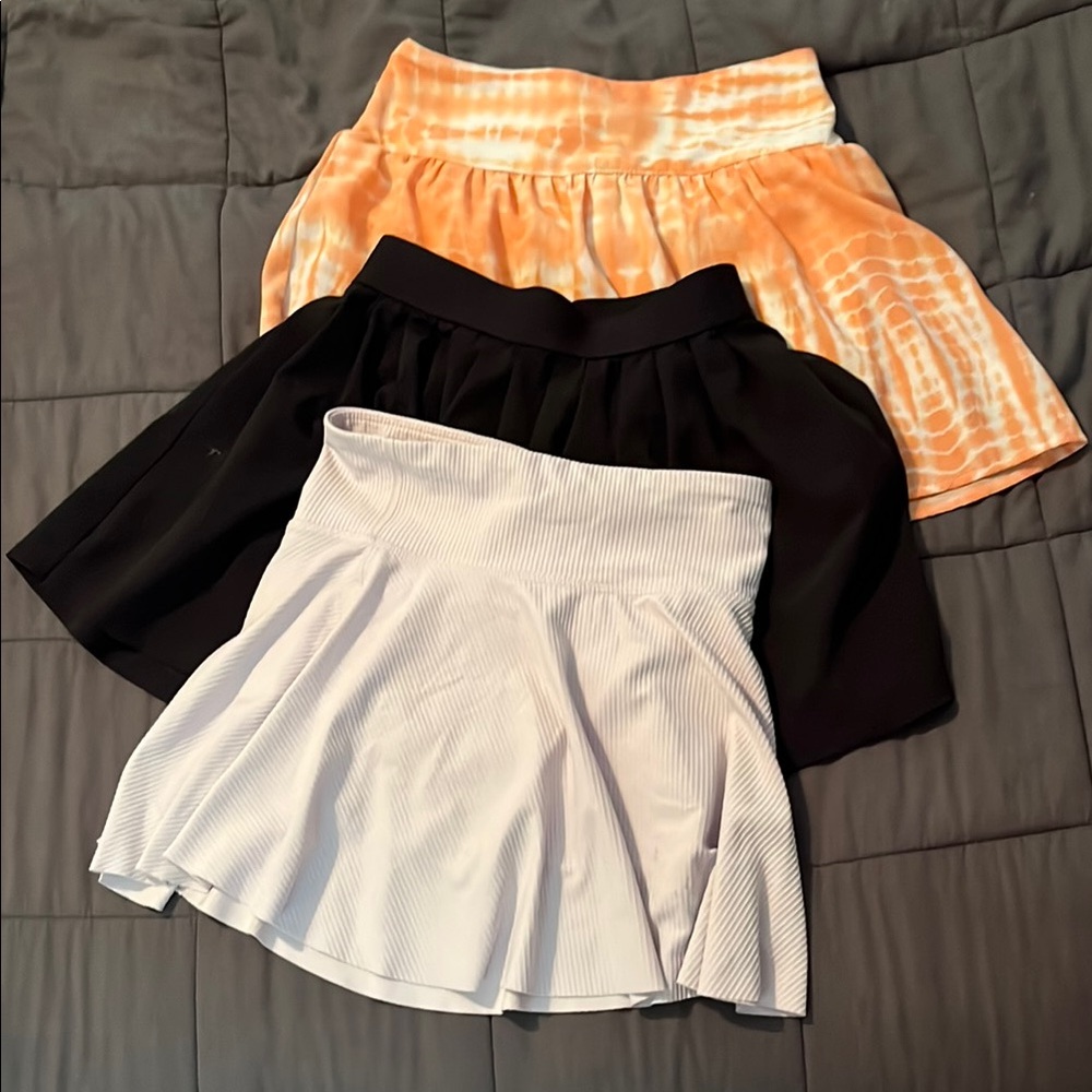 Stylish girls Skort Set - Black, White, and Orange tie dye